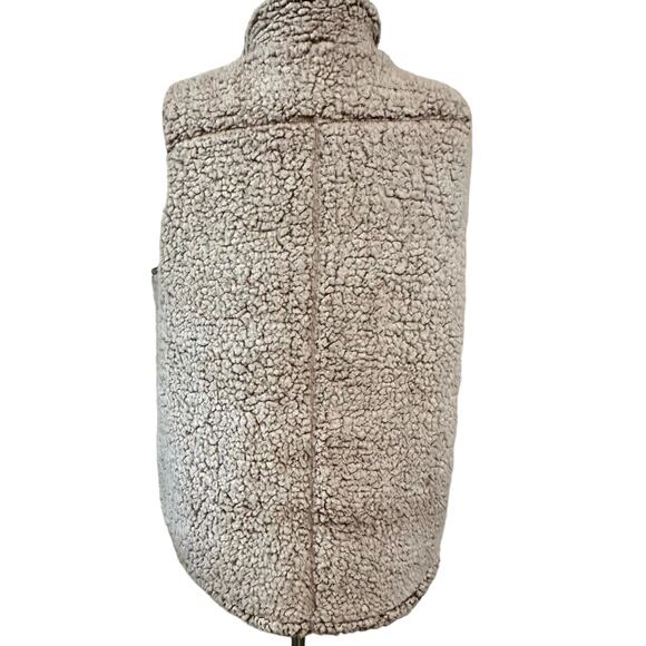 Thread + Supply Womens Large Sherpa Vest Gray Full Zip FrontPockets High Neck - Picture 3 of 14